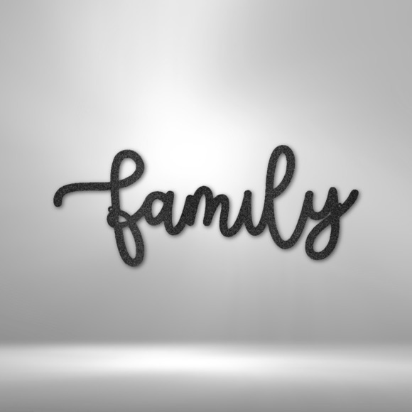 Family Script Steel Sign Laser Cut Powder Coated Home & Office Metal Wall Decor